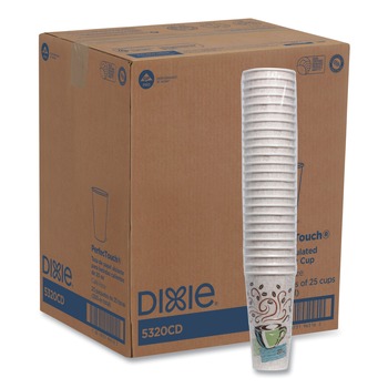 Dixie 5320CD PerfecTouch 20 oz.Paper Hot Cups - Coffee Haze Design (25/Sleeve, 20 Sleeves/Carton)