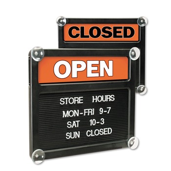 BUSINESS AND ERASABLE SURFACE SIGNAGE | Headline Sign 3727 14.38 in. x 12.38 in. Double-Sided Open/Closed Sign with Plastic Push Characters