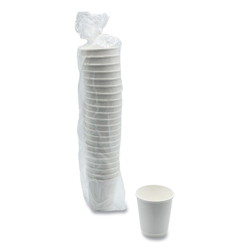 Cups | Boardwalk BWKDW10HCUPPK 10 oz. Double-Walled Paper Hot Cups - White (25/Pack) image number 0