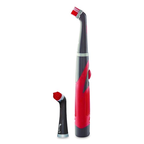 Brushes | Rubbermaid 2057486 Reveal Power Scrubber Red/White Nylon Bristles 1.73-in Brush Red Plastic Handle image number 0