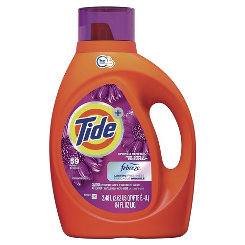 Laundry Detergents | Tide 87566 Plus Febreze 84 oz. Bottle HE Liquid Laundry Detergent - Spring and Renewal (4/Carton) image number 0