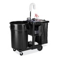 Perforated Roll & Hand Towels | Rubbermaid Commercial 1861430 12.1 in. x 22.4 in. x 23 in. 4 Shelves 1 Bin Plastic Executive Janitorial Cleaning Cart - Black image number 3