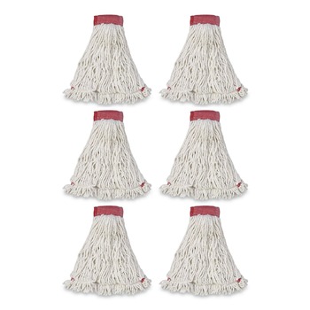 Rubbermaid Commercial FGA25306WH00 Web Foot Shrinkless Large Cotton/Synthetic Wet Mop Head with 5 in. Headband - White (6/Carton)
