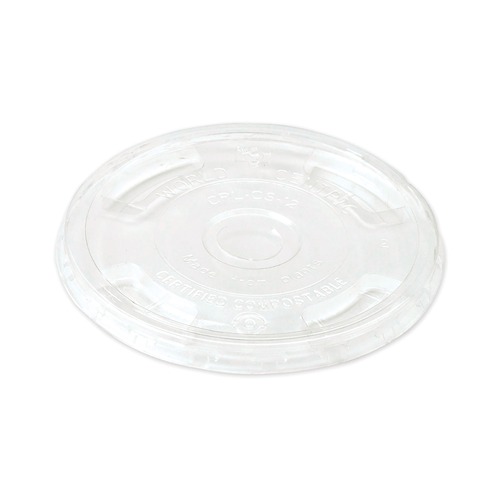 Cup Lids | World Centric CPLCS12 PLA Flat Cold Cup Lids - Clear (1,000/Carton) image number 0