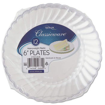 WNA RSCW61512 6 in. Diameter Classicware Plastic Plates - Clear (180/Carton)
