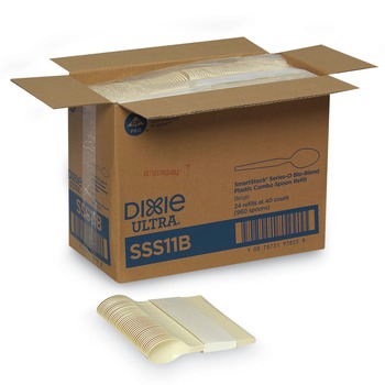  | Dixie SSS11B SmartStock Series-O 6 in. Mediumweight Bio-Blend Plastic Cutlery Spoons Refill - Beige (40/Pack, 24 Packs/Carton)