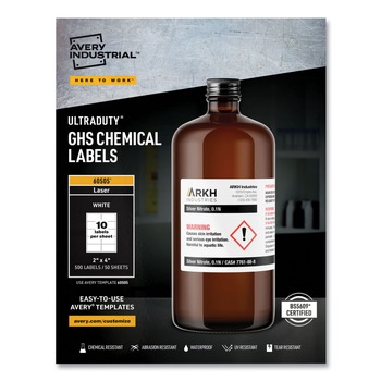 Avery 60505 UltraDuty 2 in. x 4 in. GHS Chemical Waterproof and UV Resistant Labels - White (50/Box)
