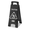 Signs & Sign Holders | Rubbermaid Commercial 1867505 Executive 2-Sided 10-9/10 in. x 26-1/10 in. Multi-Lingual Caution Sign - Black/White image number 0