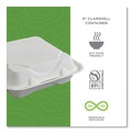 Food Containers & Lids | Eco-Products EP-HC91NFA Vanguard 9 in. x 9 in. x 3 in. 1-Compartment Renewable and Compostable Sugarcane Clamshells - White (200/Carton) image number 3