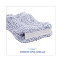 Mop Heads | Boardwalk BWK543CT Narrow Floor Finish Rayon/Polyester Mop Head - Large, White/Blue (12/Carton) image number 7