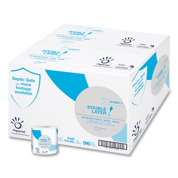  | Papernet 410011 1-Ply Double Layer Septic Safe Toilet Tissue - White (96/Carton)