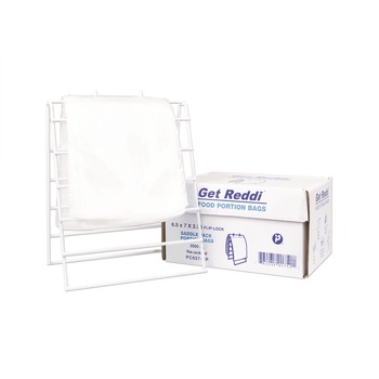GROCERY BAGS | Inteplast Group PC657-SP 6.5 in. x 7 in. 0.5 mil Get Reddi Saddle Pack Poly Food Portion Bags - Clear (2000/Carton)