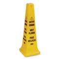 Signs | Rubbermaid Commercial FG627677YEL 12.25 in. x 12.25 in. x 36 in. Multilingual Wet Floor Safety Cone image number 1
