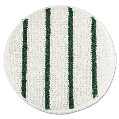 Carpet Bonnets | Rubbermaid Commercial FGP26900WH00 19 in. Diameter Low Profile Scrub-Strip Carpet Bonnet - White/Green (5/Carton) image number 0
