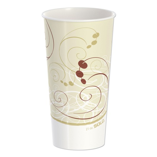 Cups | SOLO RNP21P-J8000 Symphony Design 21 oz Double Sided Poly Paper Cold Cups - Tan/Maroon/White (50/Pack, 20 Packs/Carton) image number 0