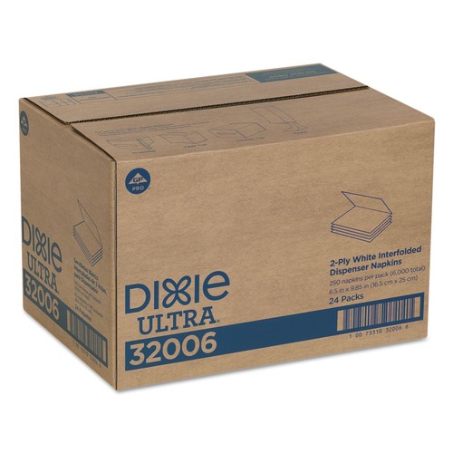 Dispenser Napkins | Georgia-Pacific 32006 6-1/2 in. x 9-7/8 in. 2-Ply Interfold Napkin Refills - White (6000/Carton) image number 0