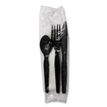 Cutlery Kits | Boardwalk BWKFKTNHWPSBLA 4-Piece Heavyweight Fork/Knife/Napkin/Teaspoon Cutlery Kit - Black (250/Carton) image number 5