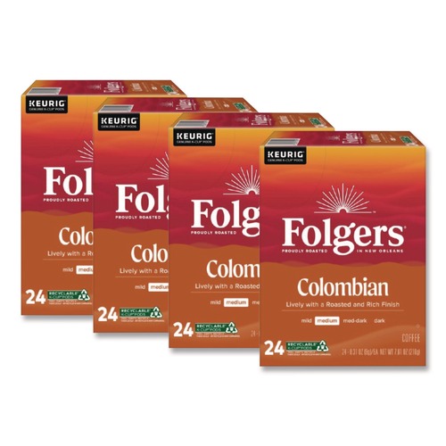 Coffee - Caffeinated | Folgers 5000363990 Coffee K-Cups - 100 Percent Colombian (96/Carton) image number 0