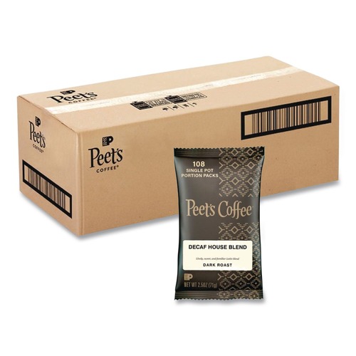 Coffee - Caffeinated | Peet's Coffee & Tea 504913 House Blend 2.5 oz. Frack Pack Decaf Coffee Portion Packs (18/Box) image number 0
