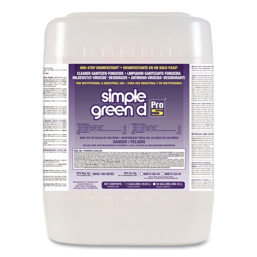 Disinfecting & Cleaning Solutions | Simple Green 3400000130505 5 Gallon d Pro 5 Disinfectant - Unscented image number 0