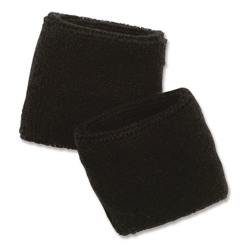Ergodyne 12402 Chill-Its 6500 One Size Fits Most Cotton Terry Wrist Cloth Sweatband - Black
