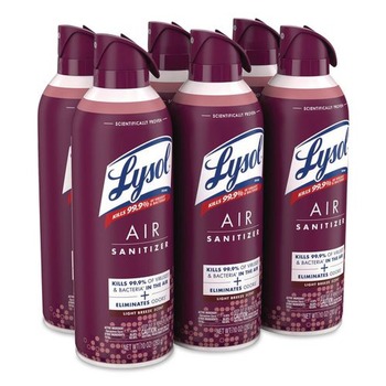 LYSOL Brand 19200-99394 10 oz Aerosol Can Air Sanitizer Spray - Light Breeze Scent (6/Carton)
