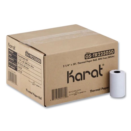 Roll Paper | Karat GS-TR225050 2.25 in. x 50 ft. Thermal Paper Rolls - White (50/Carton) image number 0