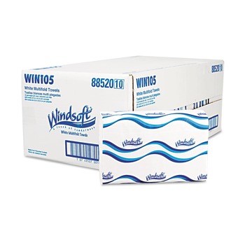 | Windsoft WIN105 9.25 in. x 9.5 in. 1-Ply Multifold Paper Towels - White (16 Packs/Carton)