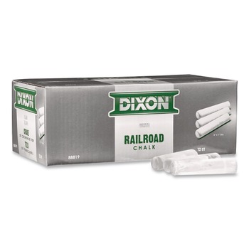 CHALKS | Dixon X88819 4 in. x 1 in. Diameter Railroad Crayon Chalk - White (72/Box)