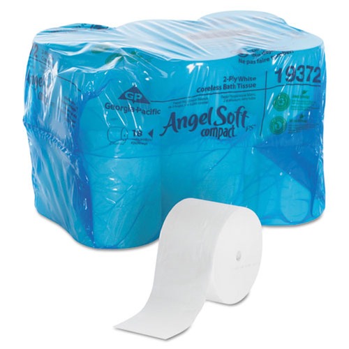 Floor Dusters & Accessories | Georgia Pacific Professional 19372 Coreless 2 Ply Bath Tissue - White (18/Carton) image number 0