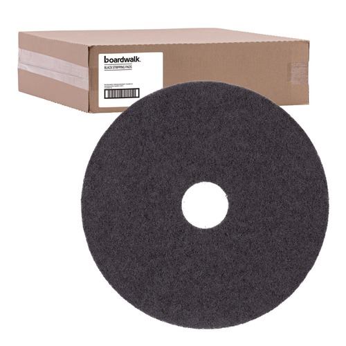 Floor Pads-Stripping | Boardwalk BWK4021BLA 21 in. Diameter Stripping Floor Pads - Black (5/Carton) image number 0