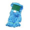 Mop Heads | Boardwalk BWK502BLEA 5 in. Headband Super Loop Cotton/Synthetic Fiber Wet Mop Heads - Blue, Medium image number 1