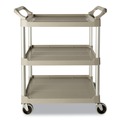 Carts | Rubbermaid Commercial FG342488OWHT 200 lbs. Capacity 3 Shelf Service Cart - Off White image number 0