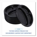 Plates | Boardwalk BWKPLTHIPS10BL3 10 in. Diameter 3-Compartment Hi-Impact Plastic Dinner Plates - Black (500/Carton) image number 5