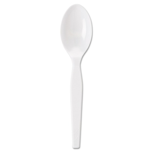 Disposable Spoons | Dixie TM23C7 Individually Wrapped Mediumweight Polystyrene Cutlery Teaspoons - White (1000/Carton) image number 0