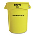 Indoor Waste Receptacles | Rubbermaid Commercial SMFG263294YEL Brute 32 gal (Soiled Linen) Imprint Plastic Vented Container - Round Yellow image number 0