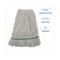 Mop Heads | Boardwalk BWK502WHNB Premium Standard Cotton/Rayon Fiber Mop Head - Medium, White (12/Carton) image number 4