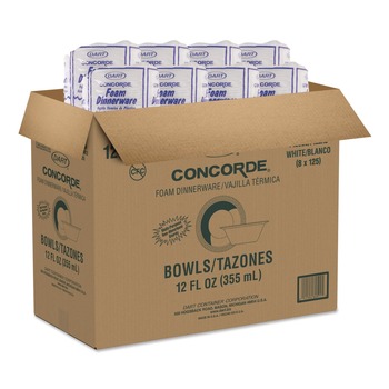 Dart 12BWWC 12 oz. Concorde Non-Laminated Foam Bowl - White (8 Packs/Carton)