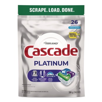 Cascade 80797184 Platinum ActionPacs, Fresh Scent 14 oz Pack, 4 Packs/Carton