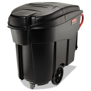 UTILITY AND CUBE TRUCKS | Rubbermaid Commercial FG9W7300BLA Executive Series Mega Brute 120 Gallon Plastic Rectangular Mobile Container - Black