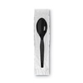 Disposable Spoons | Dixie TM5W540 Grab-N-Go Wrapped Teaspoons - Black (90/Pack) image number 2