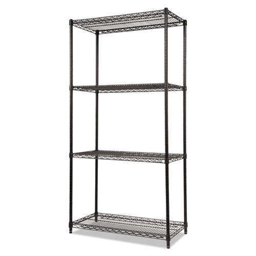 Racks & Shelving | Alera ALESW503618BL NSF Certified Industrial 36 in. x 18 in. x 72 in. 4-Shelf Wire Shelving Kit - Black image number 0