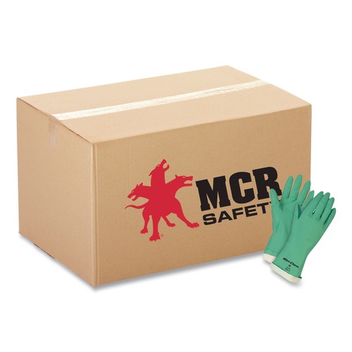 Gloves & Glove Accessories | MCR Safety 5319E Flock-Lined Nitrile Gloves - One Size Green (1-Dozen) image number 0