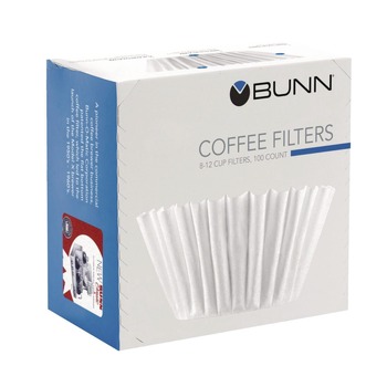 COFFEE AND TEA FILTERS | BUNN 20104.0001 8 to 12 Cup Size Flat Bottom Coffee Filters (100/Pack)