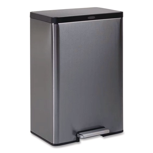 Indoor Waste Receptacles | Rubbermaid 2112520 Elite Step-On Trash Can 12 gal Metal Charcoal Stainless Steel/Black image number 0