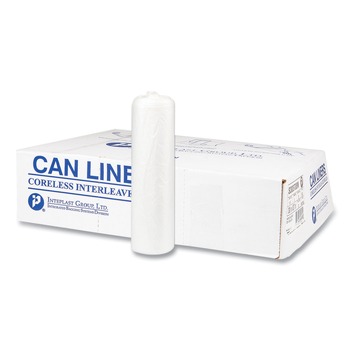 JANITORIAL | Inteplast Group S434822N 43 in. x 48 in. 56 gal 22 mic Interleaved Roll High-Density Commercial Can Liners - Natural (25 Bags/Roll, 8 Rolls/Carton)