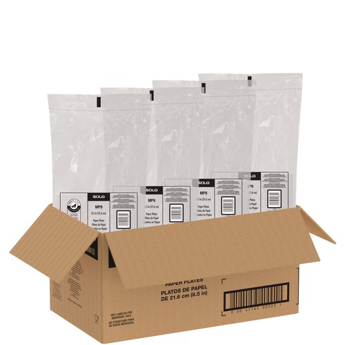 Plates | SOLO MP9-PLANET 8.5 in. Diameter ProPlanet Seal Compostable Paper Dinnerware Plate - White (500/Carton) image number 0