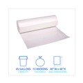 High-Density Trash Bags | Boardwalk Z8048HNKR01 40 in. x 48 in. 45 Gallon 13 mic High Density Industrial Coreless Roll Can Liners - Natural (250/Carton) image number 7