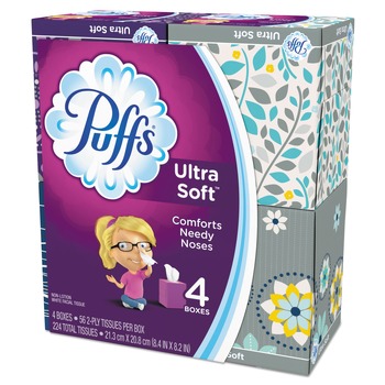 Puffs 35295PK 2-Ply Ultra Soft Facial Tissue - White (4/Pack)