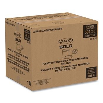 FOOD CONTAINERS PACKAGING | SOLO KHB16A-J8000 16 oz Flexstyle Double Poly Paper Food Combo Packs - Symphony (500/Carton)